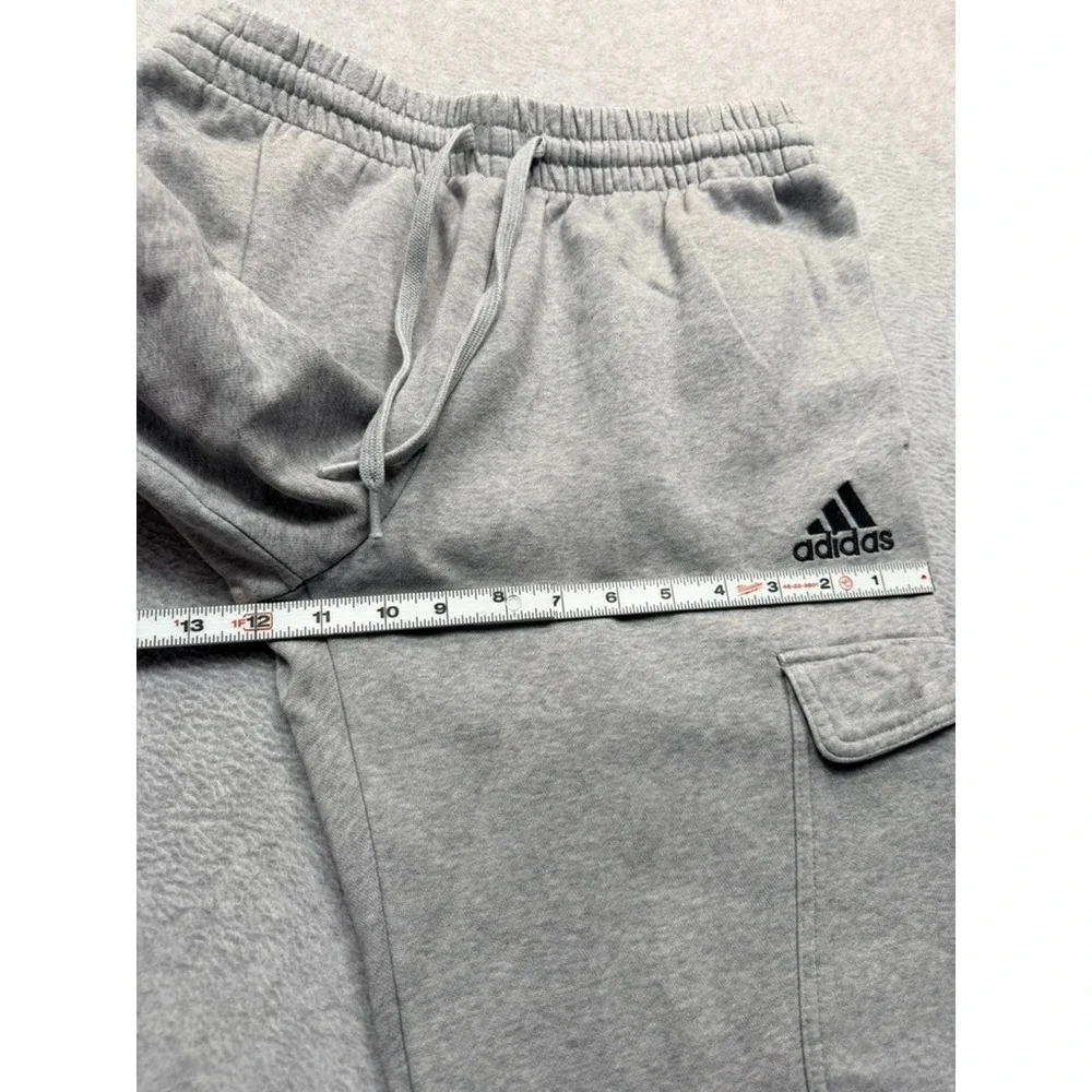 Adidas Mens Fleece Cargo Sweatpants Gray Joggers Athletic Pockets M
